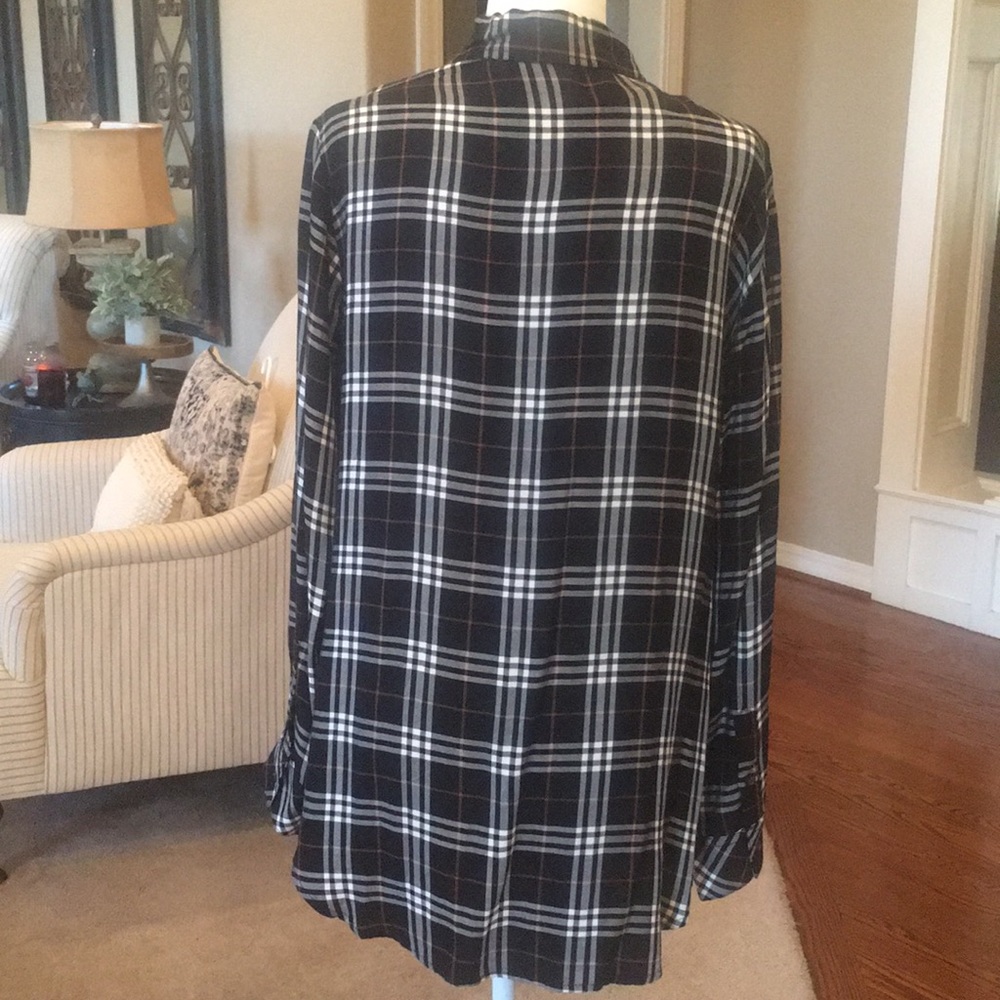 Sanctuary Plaid Buttondown 100% Rayon Top NWOT - Picture 11 of 15